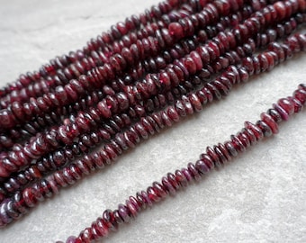Natural Garnet Chip Nuggets Beads, Smooth Pebble Gemstone Chips