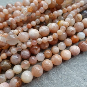 6 Sizes Natural Peach Moonstone Beads,4mm 6mm 8mm 10mm 12mm 14mm gemstone beads, Round Beads, Craft Supplies image 3