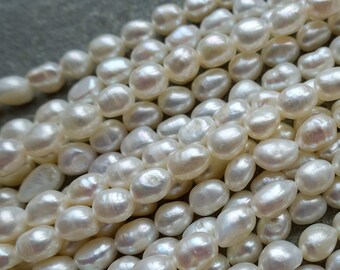 Natural Baroque Freshwater Pearl Bead Strands, Nugget Shape, Off white Colour