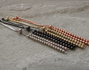 4 colours - Adjustable Bracelet Blanks, Ball Beads  Chain Slide Bead Expandable Bracelet Finding, Slider Bracelet