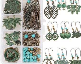 20% Sale DIY Earring Jewelry Kit, 9 pairs Bohemian Vintage Turquoise Dangle Earring Kit, Jewelry Making Supplies