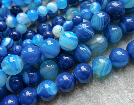 3 Sizes Coloured Blue Agate Beads Gemstone Agate 6mm 8mm 10mm Round Beads Mala Necklace Earrings Diy Wholesale Bulk Etsy Ireland