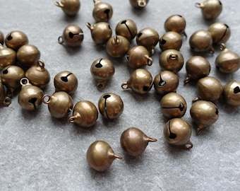 6 sizes - Brass Bell Pendants, Bell Charms, Raw metal bells, Craft Supplies UK