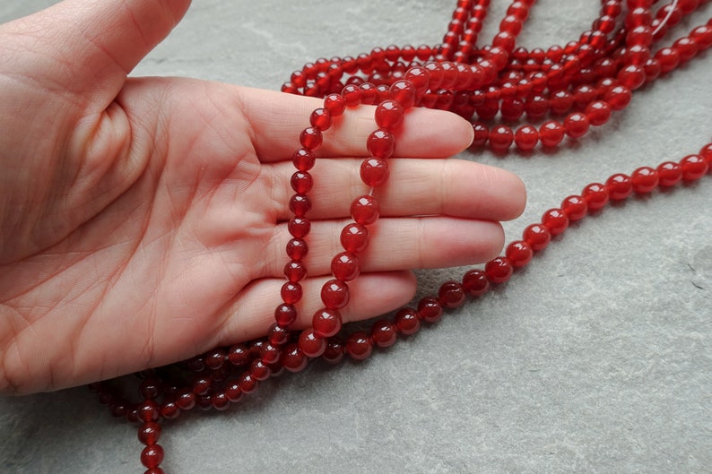 6mm 8mm Natural Red Carnelian Round Beads, Gemstone beads, Craft Supplies UK image 5