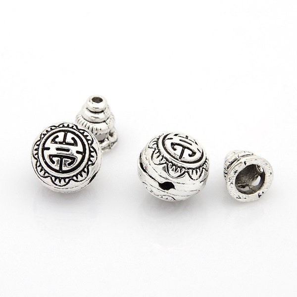2 Piece Metal Mala Guru Bead, 3 hole bead for mala, Calabash Metal Bead, Meru Buddhist bead