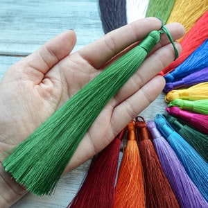24 Colours - Large 15 cm Artificial Silk Tassel, Tassel with attachment threads, Mala, decor tassel, Interior Curtain Tassel