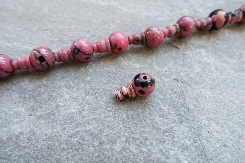 10mm 2 Piece Natural Rhodonite Jasper Mala Guru Bead 3 hole bead for mala Pink Jasper Meru Buddhist bead