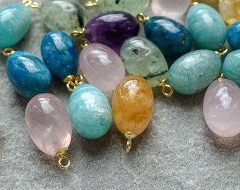 18mm Natural Gemstone Drop Charms, Crystal Teardrop Pendant