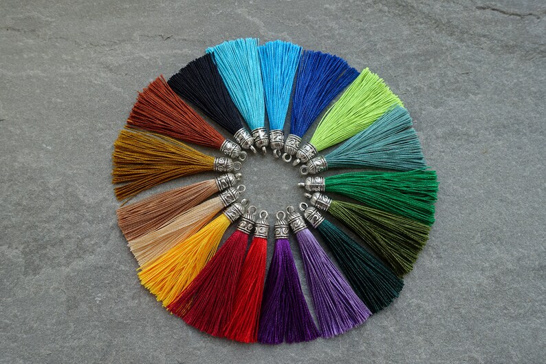 26 Colors 6cm or 9cm Silky Mala Tassel Tassels With Cap Etsy