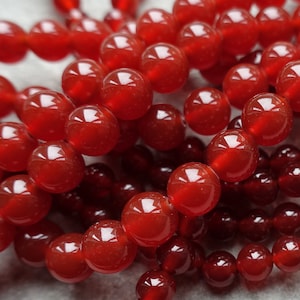 6mm 8mm Natural Red Carnelian Round Beads, Gemstone beads, Craft Supplies UK