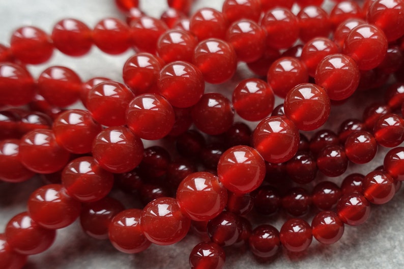 6mm 8mm Natural Red Carnelian Round Beads, Gemstone beads, Craft Supplies UK image 1