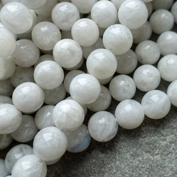 3 tailles - Pierres de lune blanches naturelles, Perles de pierres précieuses 4 mm 6 mm 8 mm, Perles rondes de pierres précieuses, Fournitures créatives