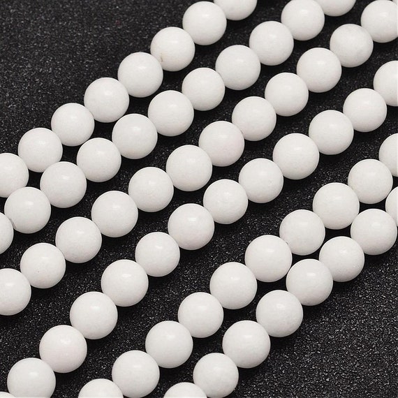Malaysian Jade Round Beads 6mm White 62 Pcs Gemstones Jewellery Making Crafts