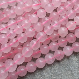5 Sizes -  Rose Quartz Beads, Round Gemstone Beads 4mm 6mm 8mm 10mm beads craft supplies uk