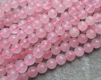 5 Sizes -  Rose Quartz Beads, Round Gemstone Beads 4mm 6mm 8mm 10mm beads craft supplies uk