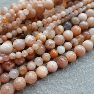 6 Sizes Natural Peach Moonstone Beads,4mm 6mm 8mm 10mm 12mm 14mm gemstone beads, Round Beads, Craft Supplies image 2