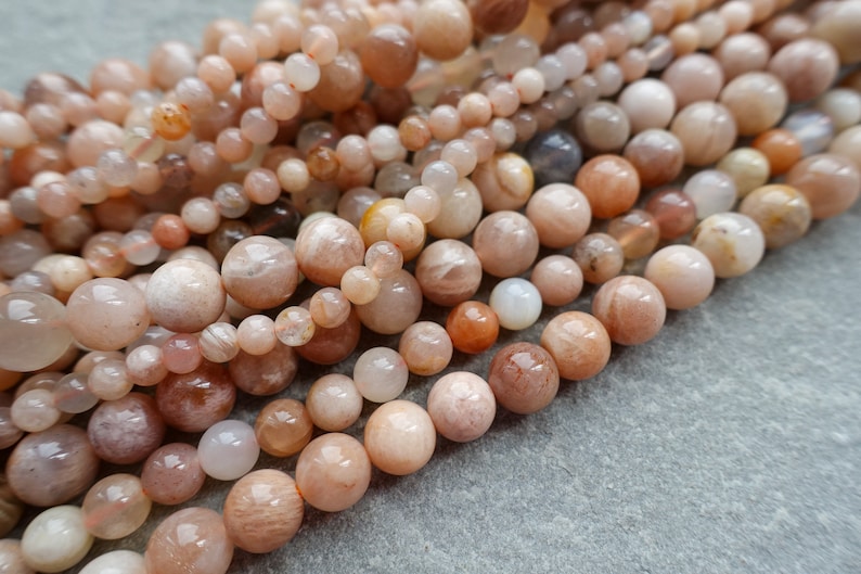 6 Sizes Natural Peach Moonstone Beads,4mm 6mm 8mm 10mm 12mm 14mm gemstone beads, Round Beads, Craft Supplies image 2