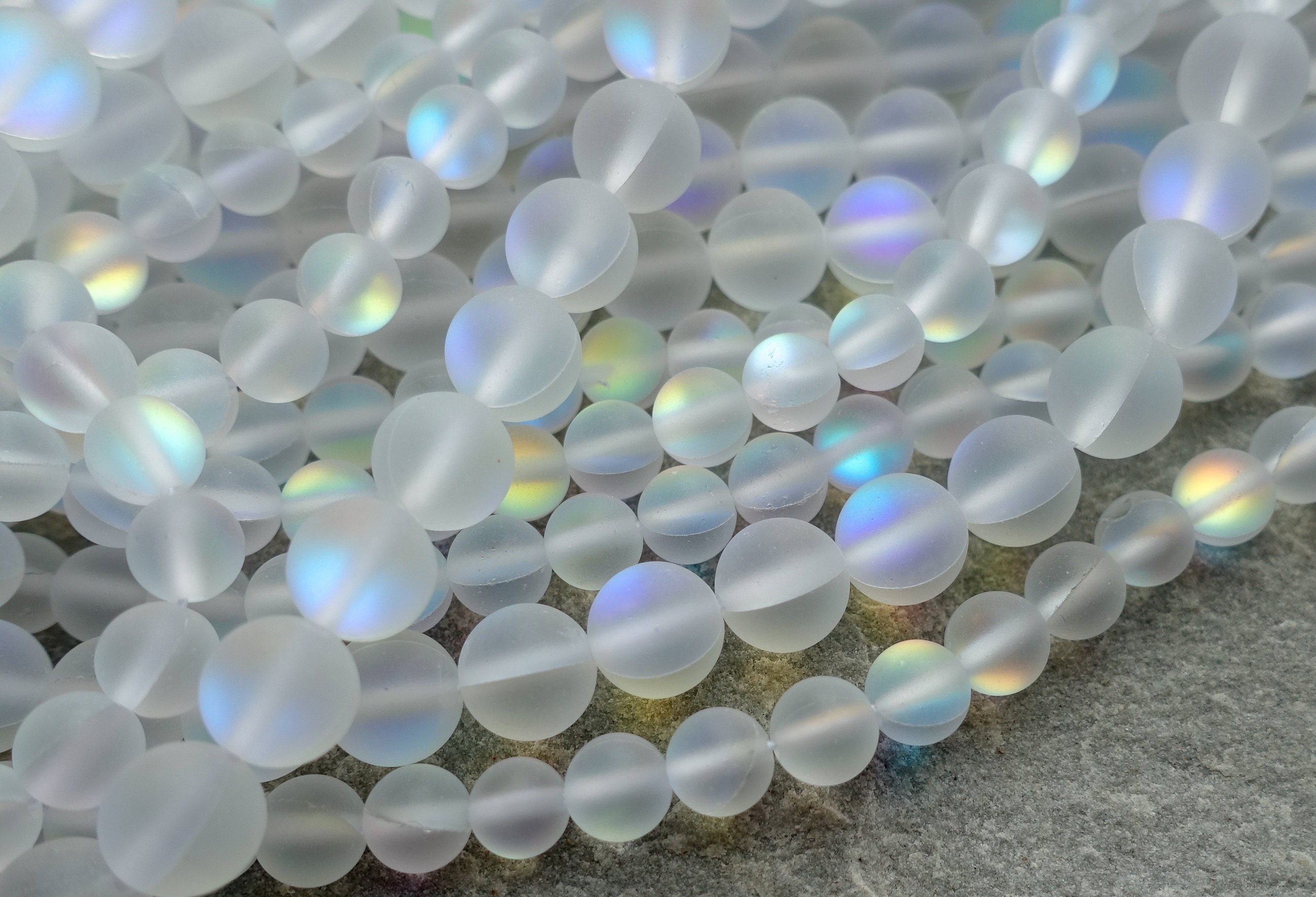 3 Sizes Synthetic Moonstone Beads With Iridescent Effect Etsy UK