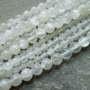 3 Sizes Natural Selenite Round Beads, 4mm 6mm 8mm AB Grade Gemstone Bead, Strand or 10 pcs, Craft supplies image 5