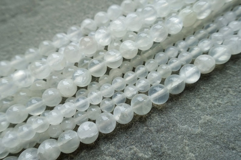3 Sizes Natural Selenite Round Beads, 4mm 6mm 8mm AB Grade Gemstone Bead, Strand or 10 pcs, Craft supplies image 5
