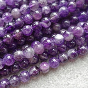 4 Sizes -  Natural Amethyst Round Beads, AB grade 4mm 6mm 8mm 10mm gemstone beads, loose beads or 1 strand