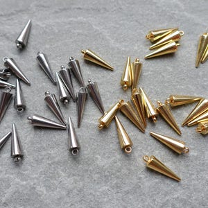 Pingentes de cone/espigão de 18 mm, pingente Boho de aço inoxidável 304 antimanchas, suprimentos para artesanato no Reino Unido, suprimentos para joias