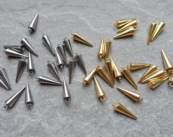 18mm Spike / Cone Charms, 304 Stainless Steel Boho Non tarnish Charm, Craft Supplies UK, Jewellery Supplies