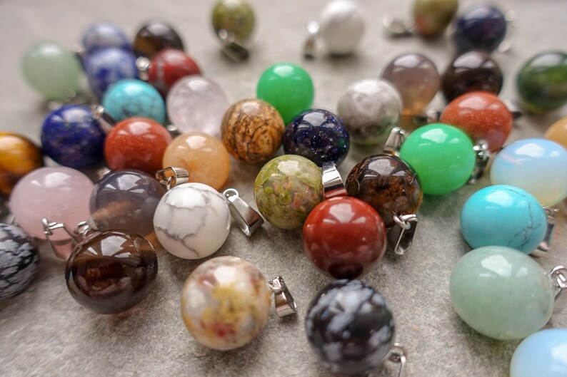 Crystal Round Ball Pendant Gemstone Sphere Pendant Necklace Etsy UK