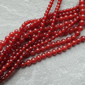 6mm 8mm Natural Red Carnelian Round Beads, Gemstone beads, Craft Supplies UK image 3