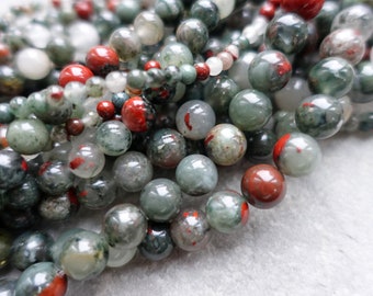 Perles rondes en pierre de sang africaine naturelle, fournitures créatives 4 mm 6 mm 8 mm 10 mm
