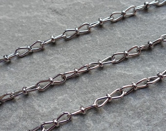 Cadena de eslabones infinitos de acero inoxidable, material para joyería artesanal, eslabones sin soldar, cadena de eslabones plateada para gargantillas, pulseras y manualidades.
