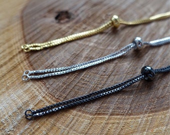 Adjustable Slider Bracelet Blanks, Chain Bracelets with Ball Bead Clasp, DIY Jewellery Making Supplies