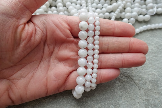 6mm White Matte Moonstone Glass Beads 16 in Strand Indian Jewelry Supply