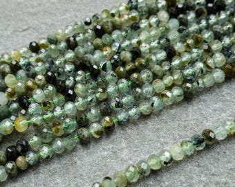 thumbnail image 2 of Natural Green Aventurine Rondelle Abacus Beads – 2x4mm Faceted Loose Gems, 15" Strand 2 of 6