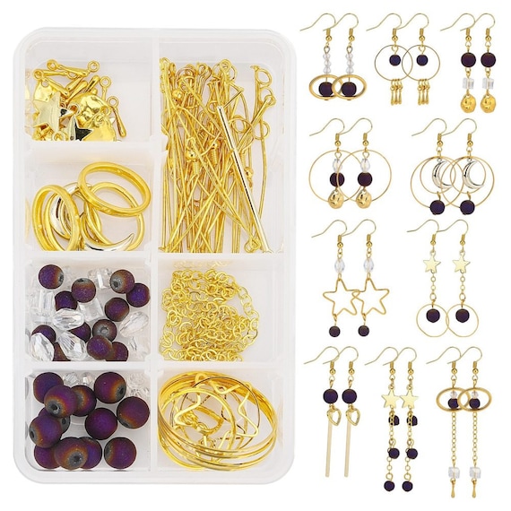 20% Sale DIY Earring Jewelry Kit, 10 Pairs Celectial Dangle Earring Kit,  Gold and Black Tone Jewelry Kit, Jewelry Making Supplies Craft 