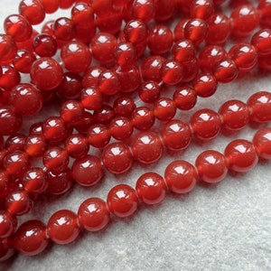 6mm 8mm Natural Red Carnelian Round Beads, Gemstone beads, Craft Supplies UK image 2