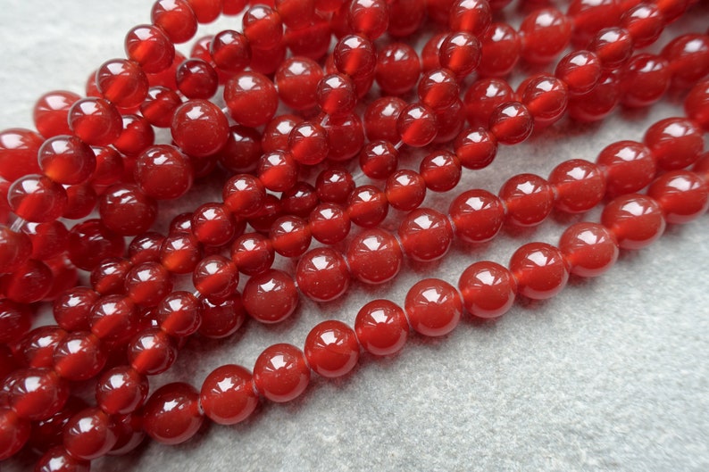 6mm 8mm Natural Red Carnelian Round Beads, Gemstone beads, Craft Supplies UK image 2