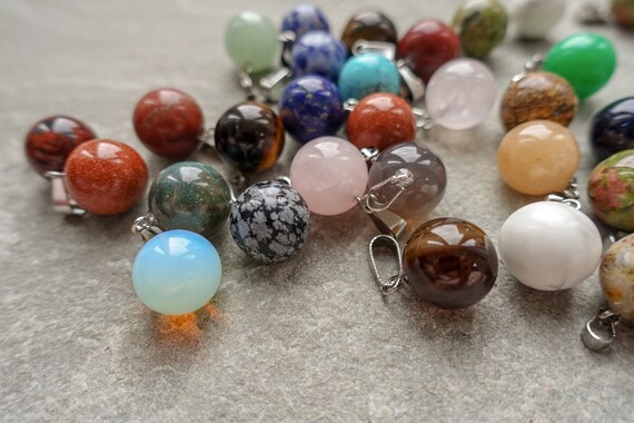 Crystal Round Ball Pendant Gemstone Sphere Pendant Necklace - Etsy UK