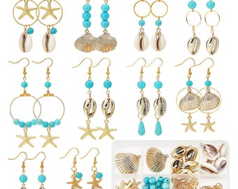 20% Sale DIY Earring Jewelry Kit, 10 pairs Shell Sea Theme Dangle Earring Kit, Jewelry Making Supplies Craft