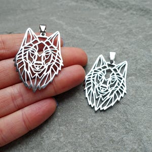 Wolf Edelstahl Laser Cut Anhänger, Metall filigrane Charme, nicht trüben Charme, Bastelbedarf UK