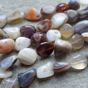 20% Rabatt auf Natürliche Botswana Achat Kiesel Perlen, Freeform Nuggets Perlen, Edelstein Statement Perlen, 10 Stück oder 1 Strang, lose Perlen