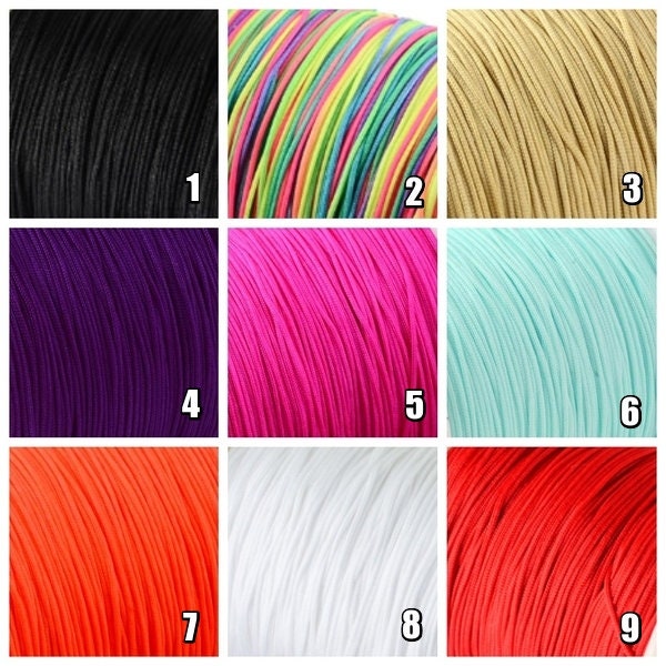 46 couleurs - Cordon en nylon tressé de 0,8 mm, imitation de fil de soie, cordon en macramé, cordon de nouage, cordon de bracelet à noeuds coulissants