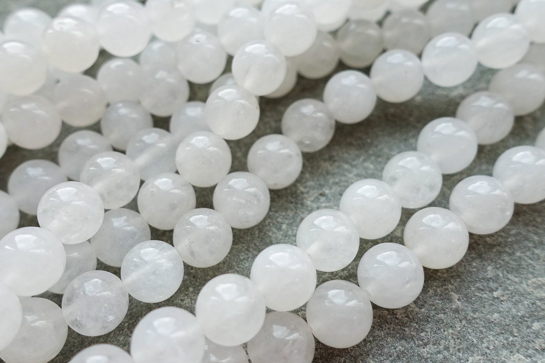 3 Sizes Natural White Jade Beads 4mm 6mm 8mm Gemstone Round Etsy UK