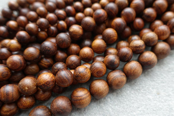 4 Sizes Natural Sandalwood Beads, Medium Brown Dyed Sandal Wood , 4mm 6mm  8mm 10mm Beads, Round Wooden Beads, Jewelry Supplies 