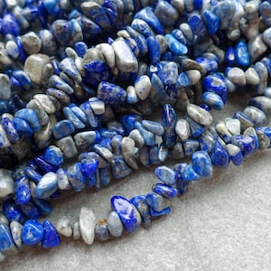 Natural Lapis Lazuli Smooth Chip Beads 5x8 mm, Gemstones Chips, Blue Tree of Life Beads, Raw Irregular Nuggets