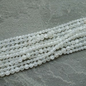 3 Sizes Natural Selenite Round Beads, 4mm 6mm 8mm AB Grade Gemstone Bead, Strand or 10 pcs, Craft supplies image 3