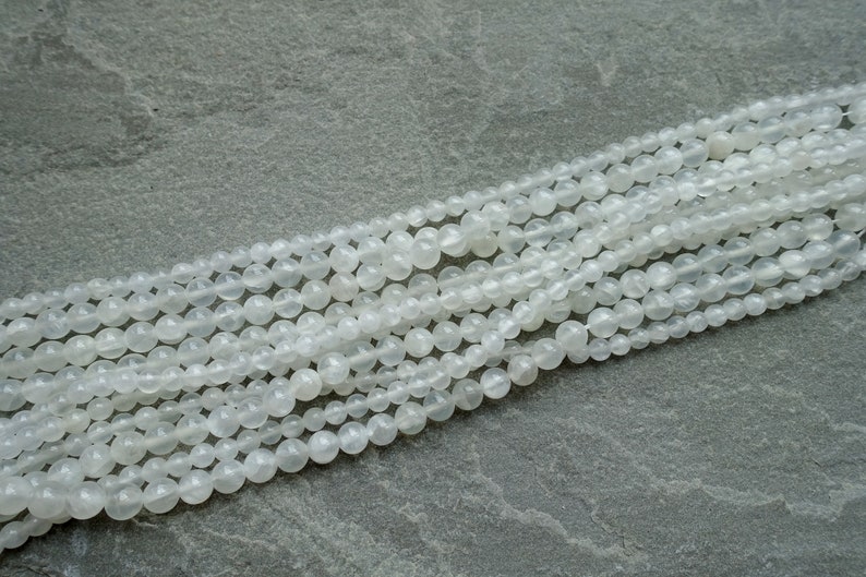 3 Sizes Natural Selenite Round Beads, 4mm 6mm 8mm AB Grade Gemstone Bead, Strand or 10 pcs, Craft supplies image 3