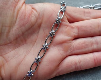 Cadena de eslabones con cuentas de acero inoxidable, suministros para joyería, manualidades.
