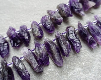 20% Off Raw Natural Amethyst Crystal Beads, Freeform rough nugget Gemstone top drilled beads, craft supplied UK