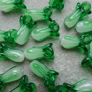 Perline di vetro Bok Choy Lampwork da 20 mm, perline Pak Choi, perline di cavolo verde, forniture artigianali nel Regno Unito
